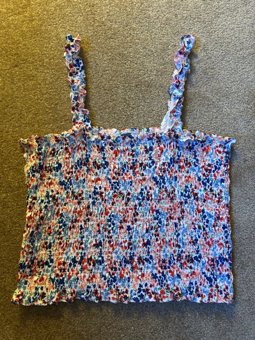 Old Navy Smocked Floral Tank Top - Blue & Red